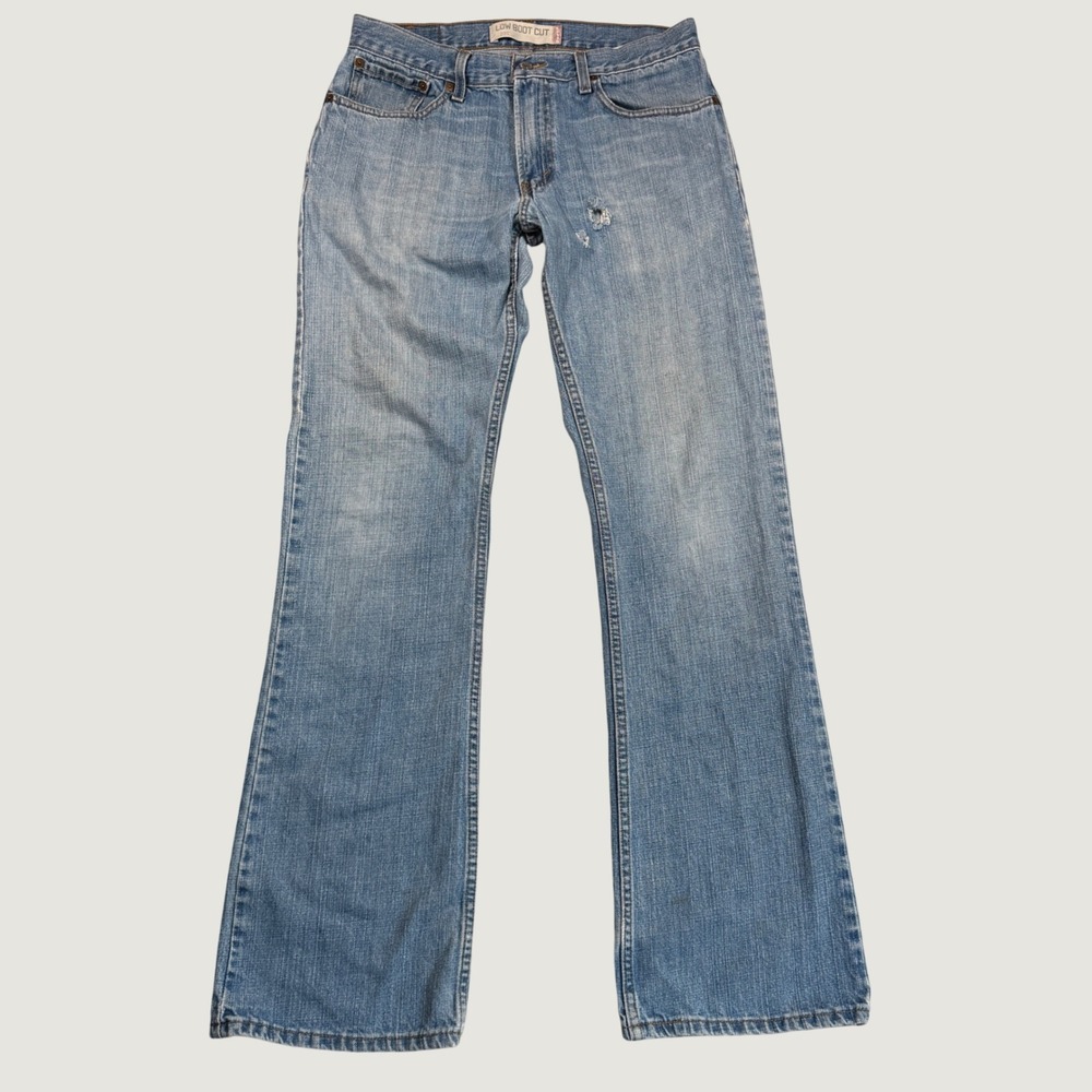 Vintage Y2K Levis 527 Low Boot Cut Jeans Mens 32x34 Blue Distressed Faded Cotton